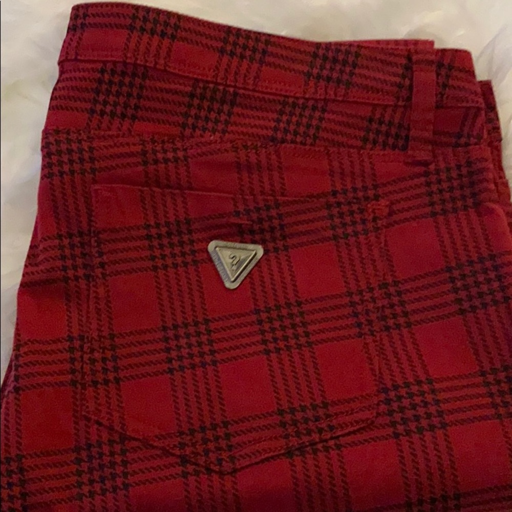 (34)Red Black Plaid Low Rise Super Skinny Jeans - Picture 12 of 12